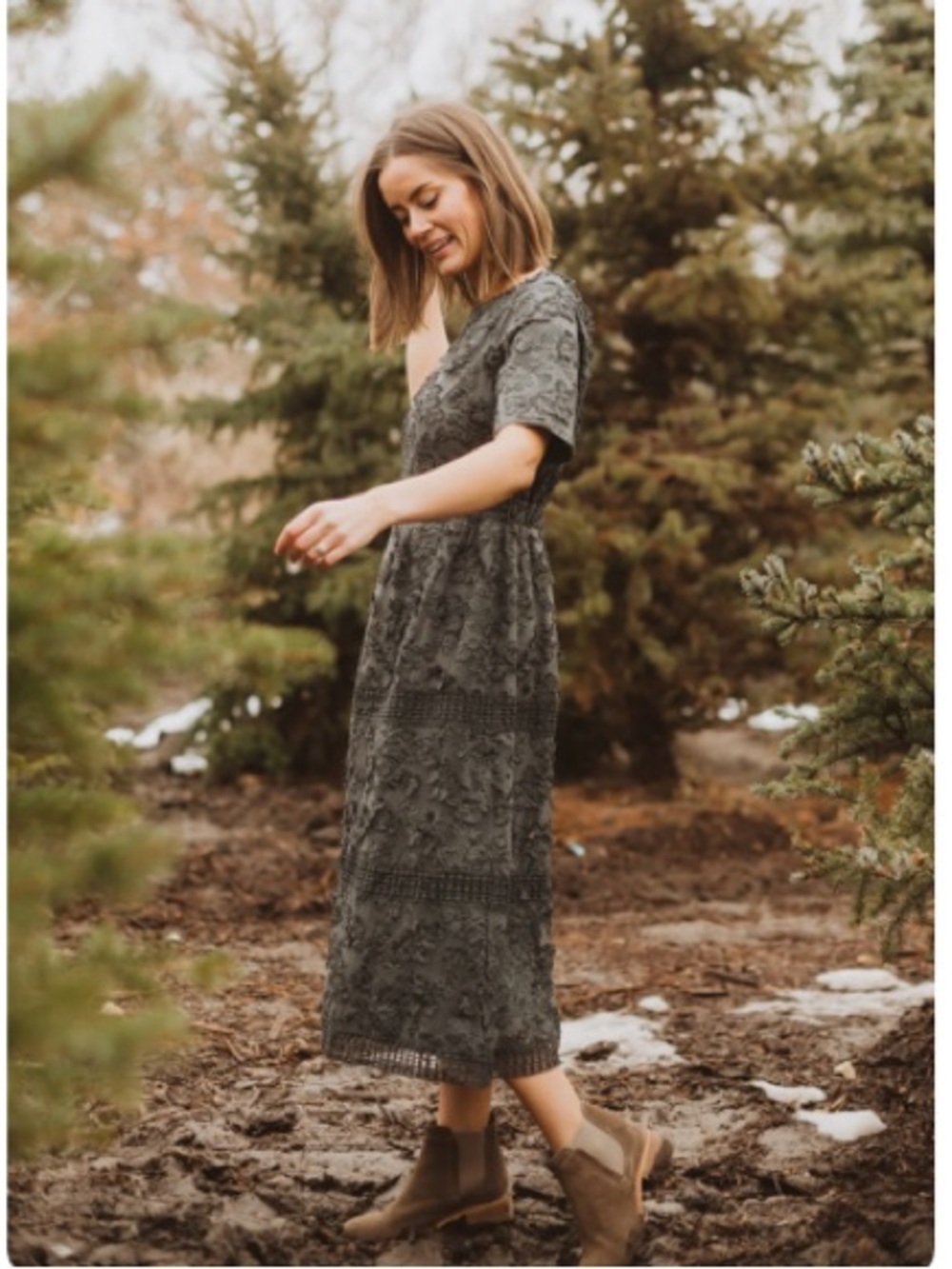 Piper & Scoot The Ultimate Lace Dress in gray. Size: Medium. NWT!